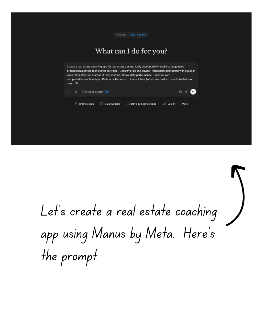 I Built a Real Estate Coaching App for Free on Manus by Meta